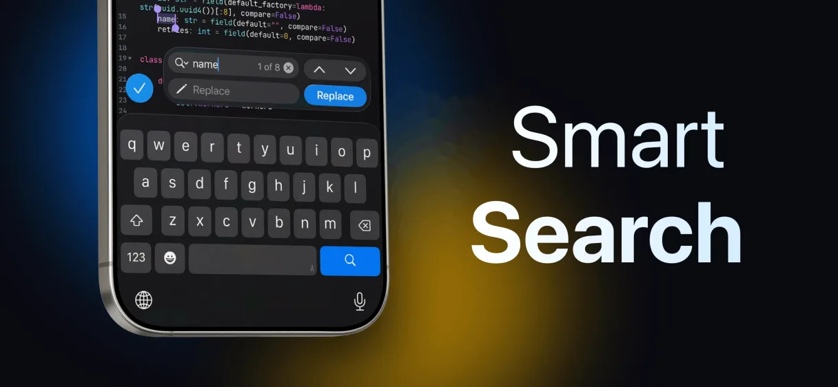 CodePad – Code Editor & IDE screenshot – smart search