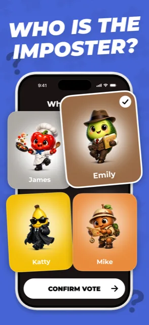 Imposter Game: Fake the Spy screenshot – voting screen